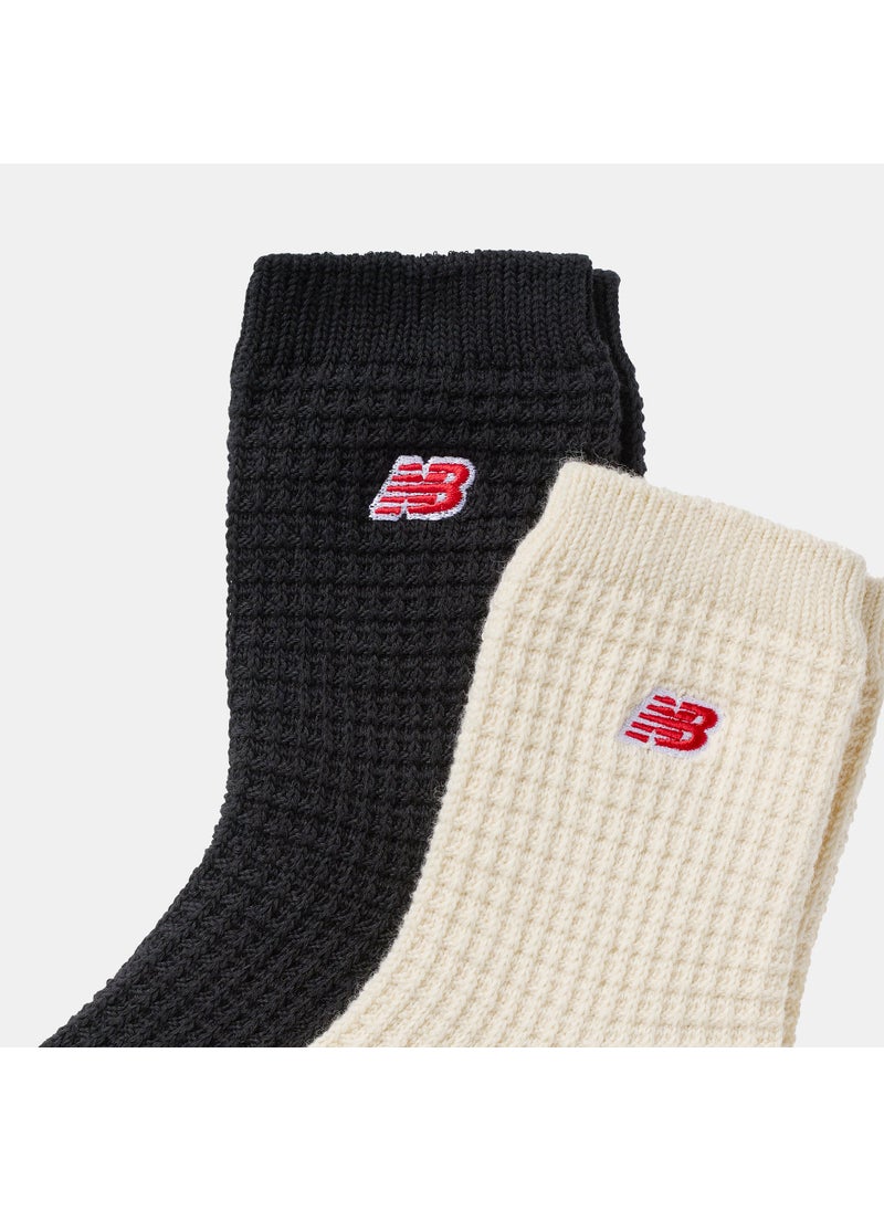 Waffle Knit Ankle Socks (2 Pairs)