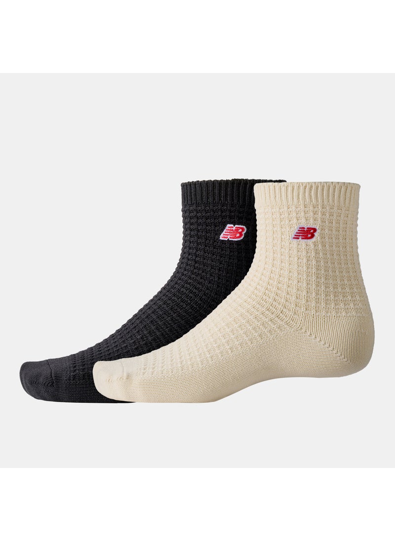 Waffle Knit Ankle Socks (2 Pairs)