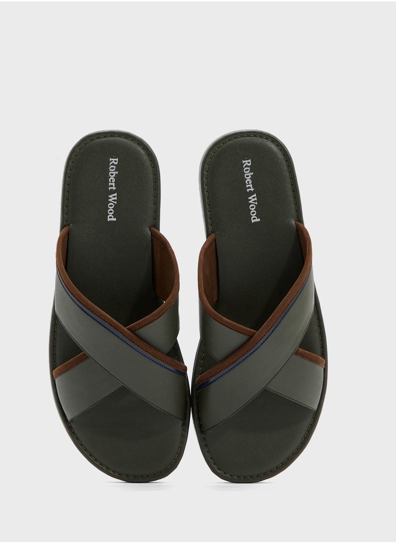 Webbing Detail Cross Strap Sandals