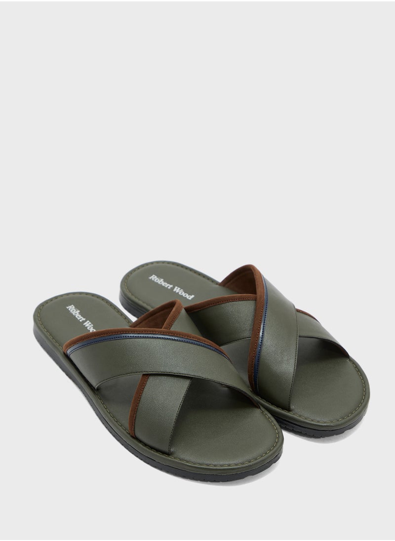 Webbing Detail Cross Strap Sandals