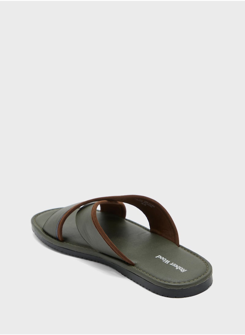 Webbing Detail Cross Strap Sandals