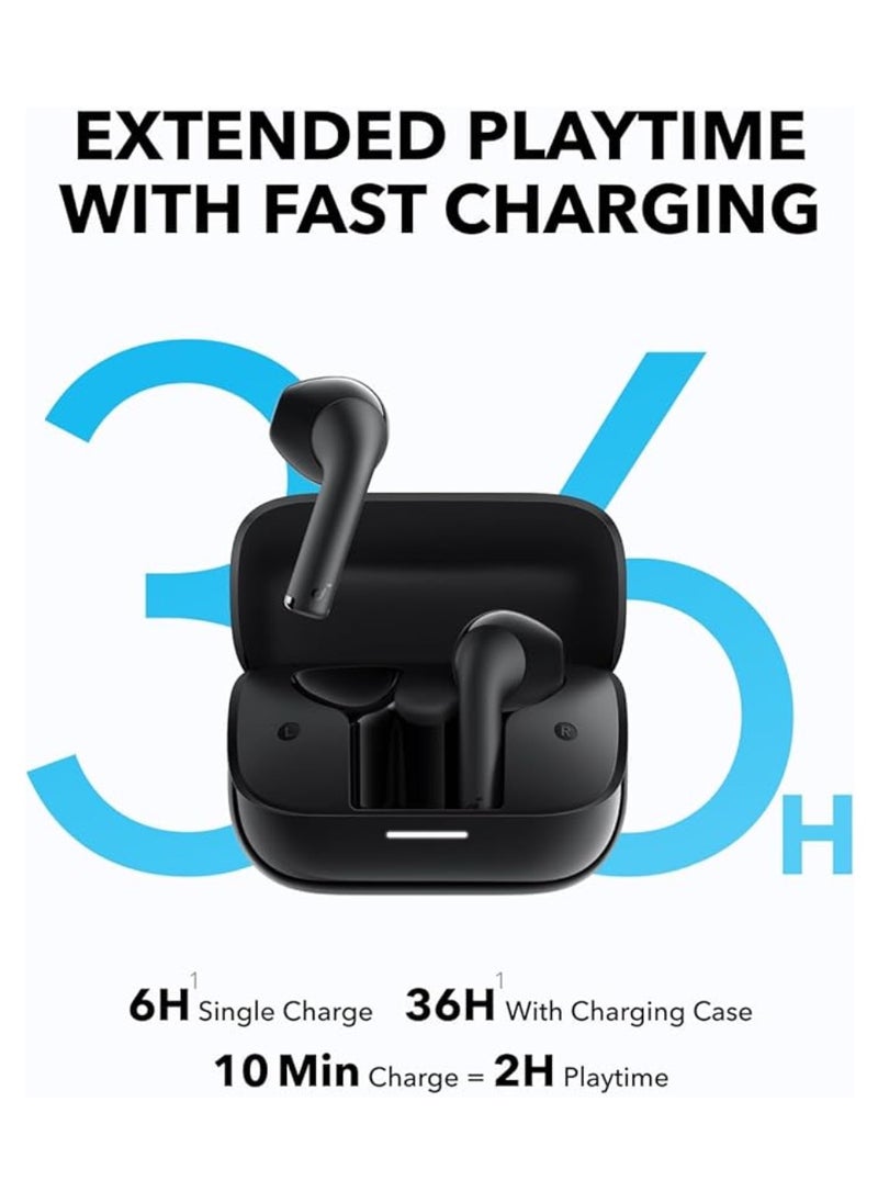 K20i, Semi-in-Ear Earbuds, Bluetooth Wireless, 36H Playtime, Fast Charge, Clear Sound, Comfortable Fit, ENC 2-Mic Clear Calls, Custom EQ, IPX5, Bluetooth 5.3, App Control (Black)