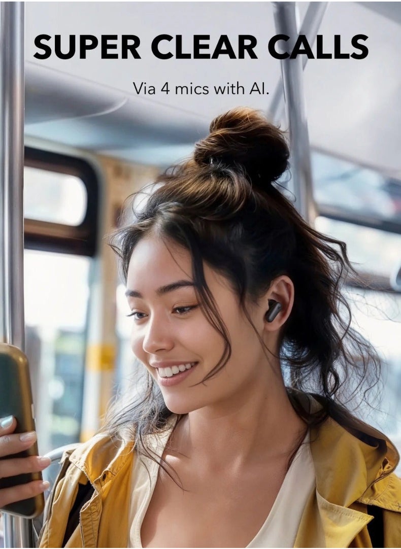 R50i NC |  Noise Cancelling Earbuds, Strong and Smart Noise Cancelling, Powerful Bass, 45H Playtime, 2-in-1 Case and Phone Stand, IP54, Wireless Earbuds, Bluetooth 5.4, App Control Black