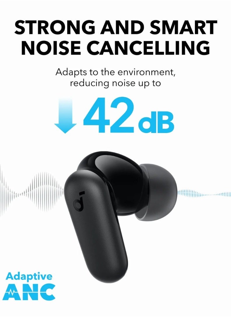 R50i NC |  Noise Cancelling Earbuds, Strong and Smart Noise Cancelling, Powerful Bass, 45H Playtime, 2-in-1 Case and Phone Stand, IP54, Wireless Earbuds, Bluetooth 5.4, App Control Black