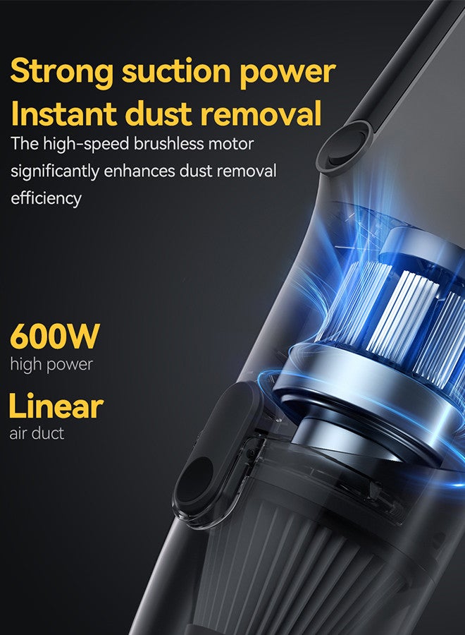 Portable Handheld Vacuum Cleaner – Powerful Suction, Lightweight & Cordless Design, Rechargeable Battery, High-Efficiency Filtration, Easy to Use for Home, Car, and Office Cleaning DX120C-Black 600 W DX120C Black