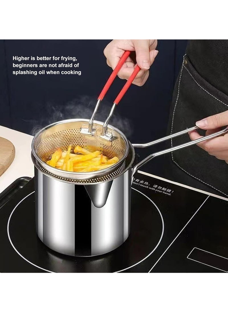 304 Stainless Steel Deep Fry Basket - Frying Pan with Strainer & Handle for Shrimp, Chips & More