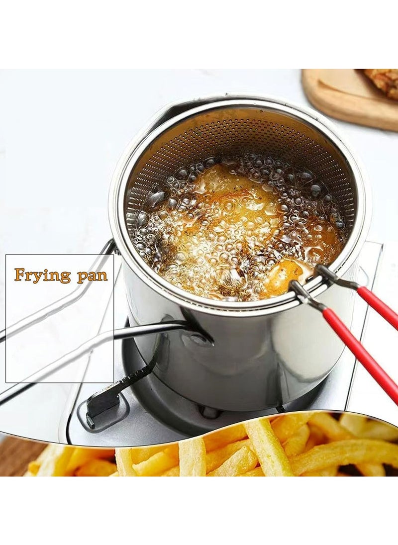 304 Stainless Steel Deep Fry Basket - Frying Pan with Strainer & Handle for Shrimp, Chips & More