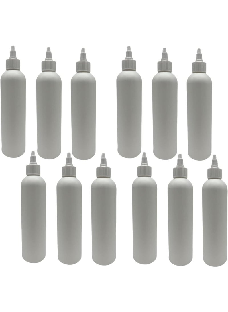 Natural Farms 8 oz White Cosmo Plastic Bottles -12 Pack Empty Bottle Refillable - BPA Free - Essential Oils - Aromatherapy | White Twist Top Caps - Made in the USA