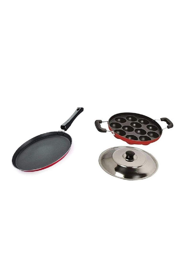 SEREE Combo 2Pcs Set of Crispy Dosa Tawa & Appam pan, Paddu Maker,Ponganal Maker,paniyaram Pan, Cookware Set Cookware Set