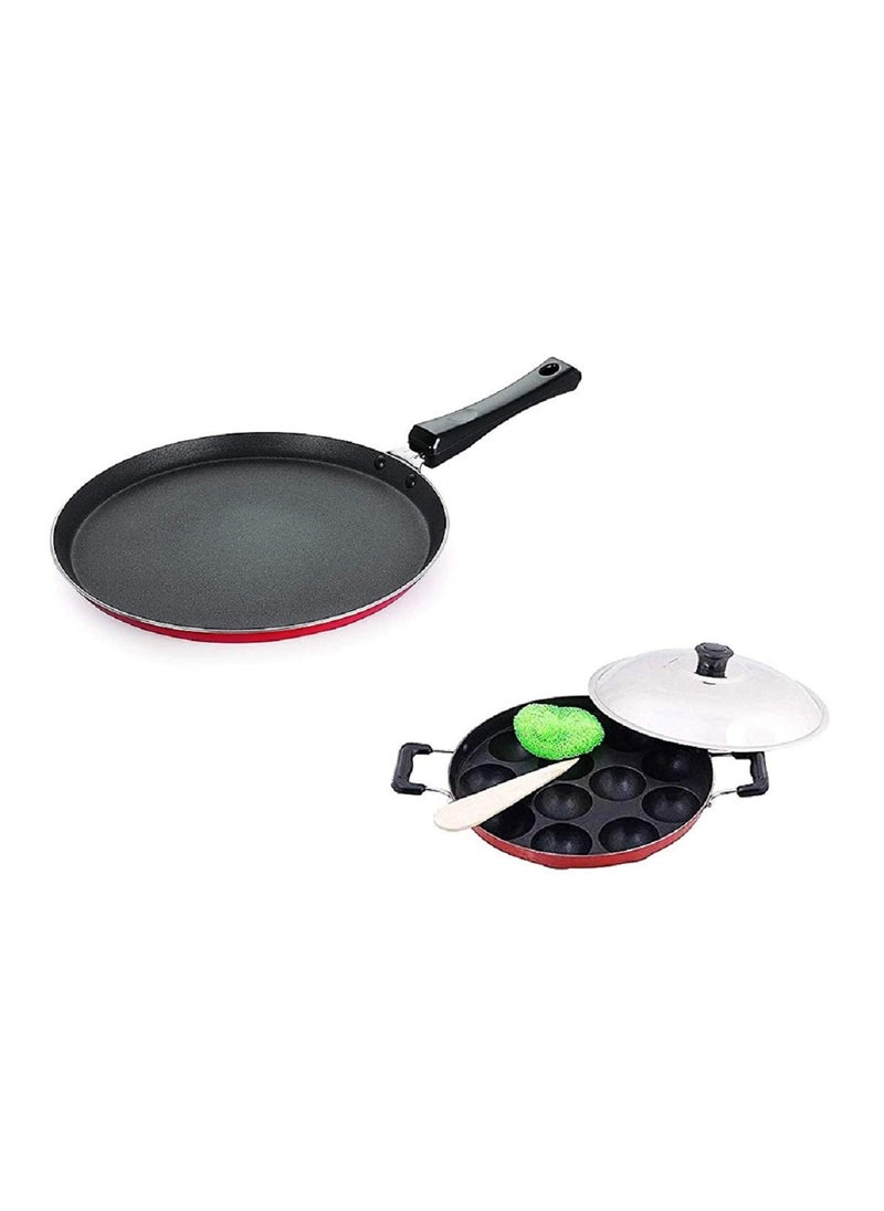 SEREE Combo 2Pcs Set of Crispy Dosa Tawa & Appam pan, Paddu Maker,Ponganal Maker,paniyaram Pan, Cookware Set Cookware Set