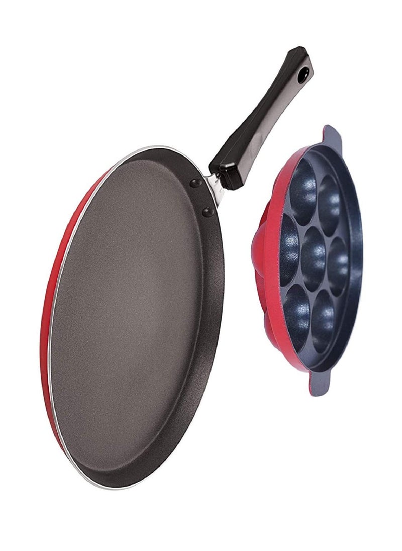 SEREE Combo 2PcsSet of Crispy Dosa pan & Appam pan,Paniarakkal Pan,Ponganal Maker,paniyaram Pan, Cookware Set Cookware Set