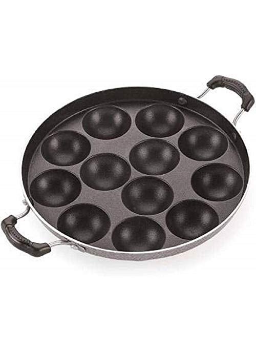SEREE 12 Cavities Non Stick Appam Patra with Lid and Side Handle kulipaniyaram pan nonstick Ponganal MakerLid Ponganal Maker