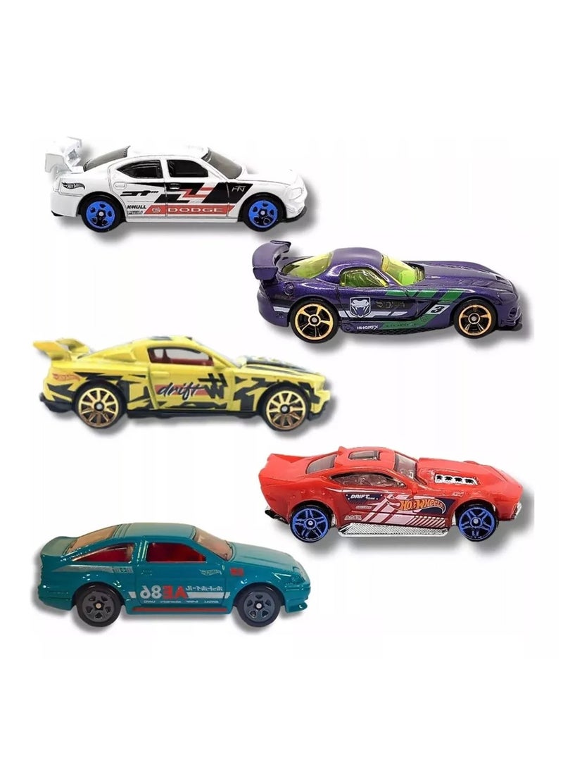 Hot Wheels HW Drift Pack of 5 – Premium Die-Cast Cars by Mattel