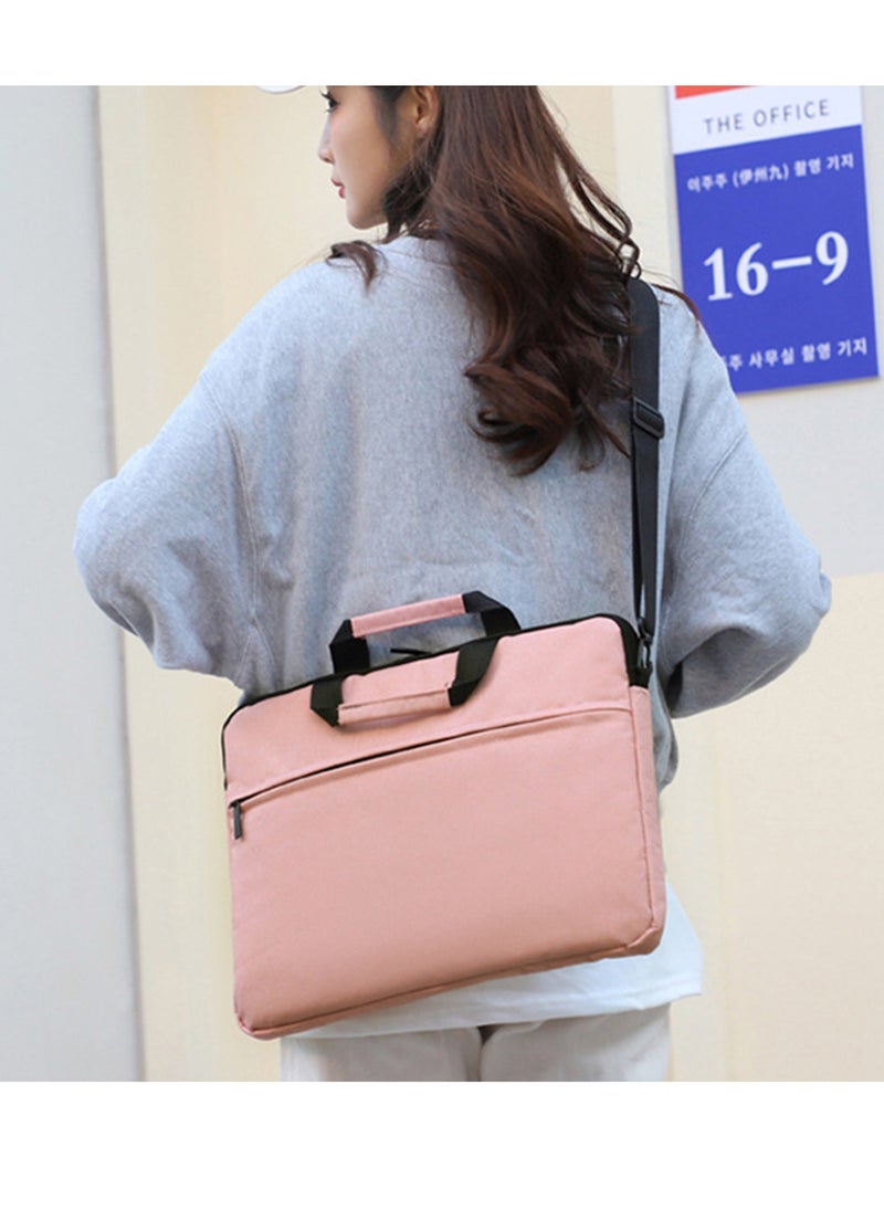 Strapless Laptop Sleeve,15.6 Inch Water Resistant Durable Computer Carrying Case,15.6 inch for HP, Dell, Acer Aspire, Asus Notebook, Laptop Protective Case with Pocket,Handle（Pink）