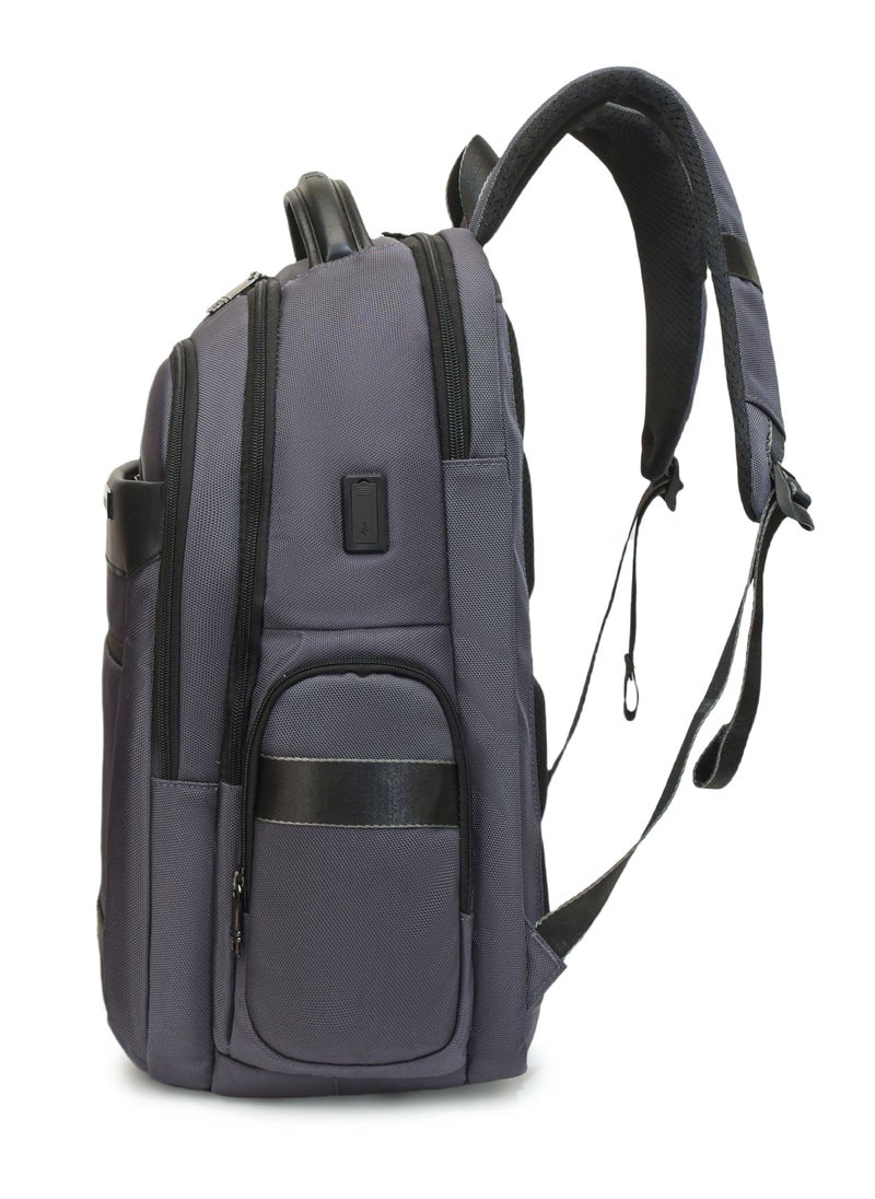 Professional Laptop Backpack 19 Inch With USB Charging Port, Trolley Webbing, and Multiple Compartments, Durable Polyester & PU Material