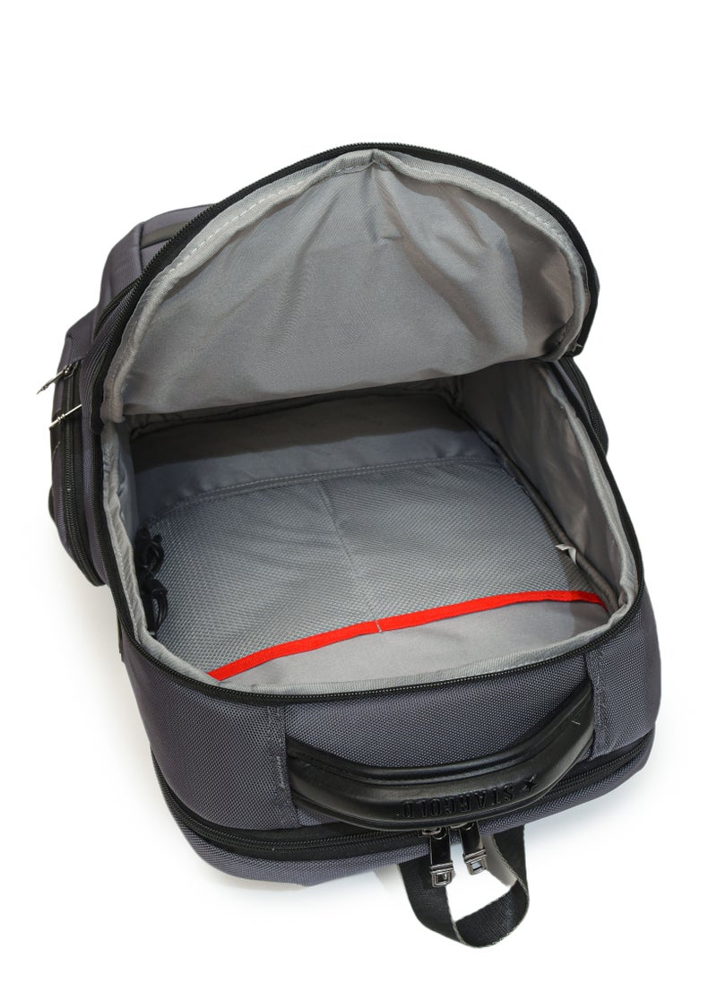 Professional Laptop Backpack 19 Inch With USB Charging Port, Trolley Webbing, and Multiple Compartments, Durable Polyester & PU Material