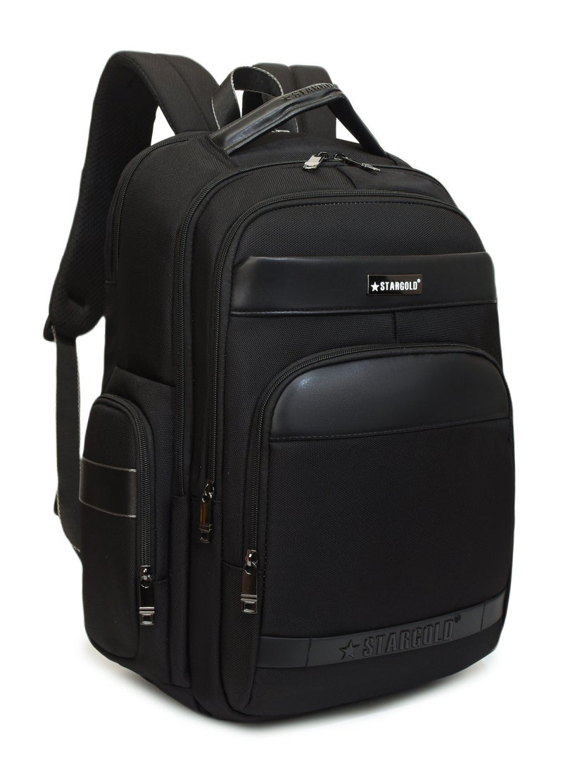 Professional Laptop Backpack 19 Inch With USB Charging Port, Trolley Webbing, and Multiple Compartments, Durable Polyester & PU Material
