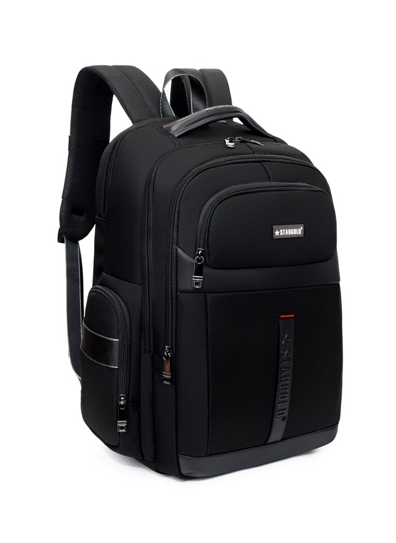 Professional Laptop Backpack 19 Inch With USB Charging Port, Trolley Webbing, and Multiple Compartments, Durable Polyester & PU Material