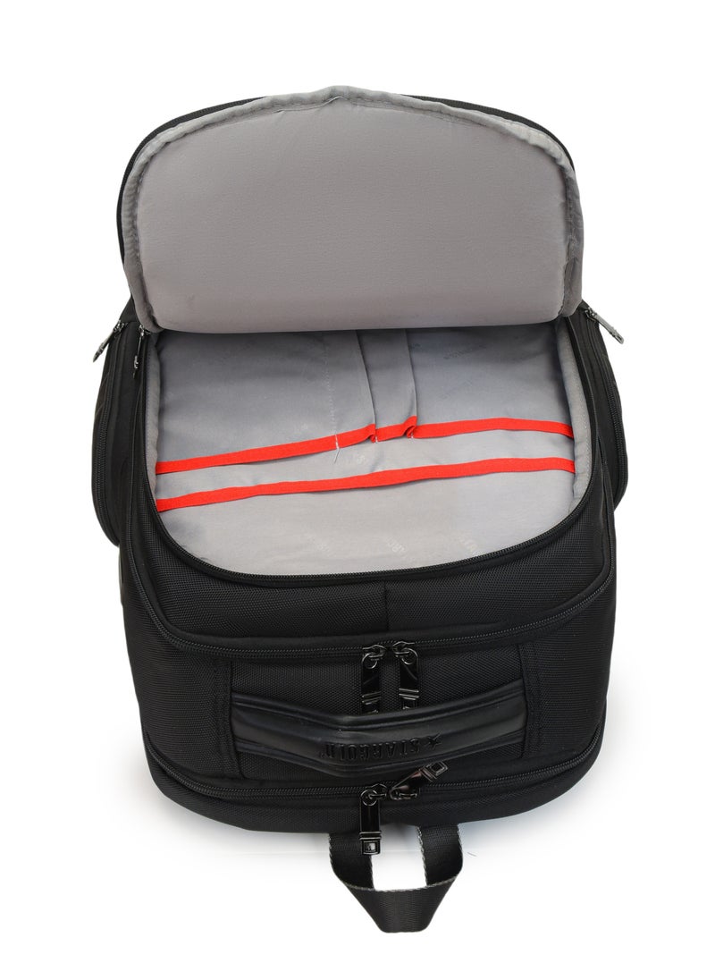 Professional Laptop Backpack 19 Inch With USB Charging Port, Trolley Webbing, and Multiple Compartments, Durable Polyester & PU Material
