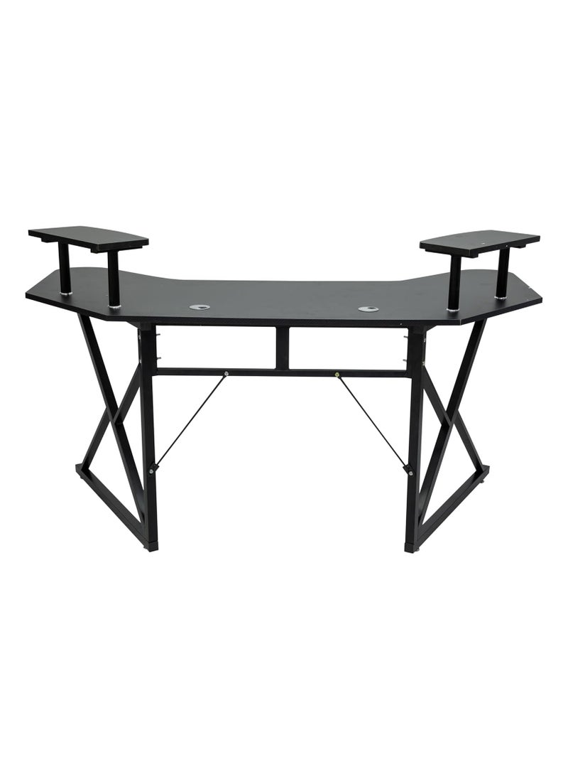 L-Shaped Gaming Desk BLACK 160x60x76cm – Ergonomic Carbon Fiber Desk with Steel Frame