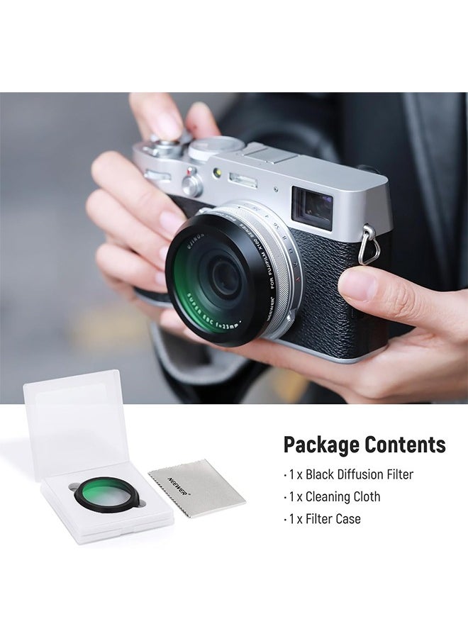 NEEWER Black Diffusion 1/4 Filter, Mist Dreamy Cinematic Effect Lens Filter for X100 Series Cameras, Multi Coated Optical Glass, for Fujifilm X100 X100S X100F X100T X100V X100VI Cameras (Black Frame)
