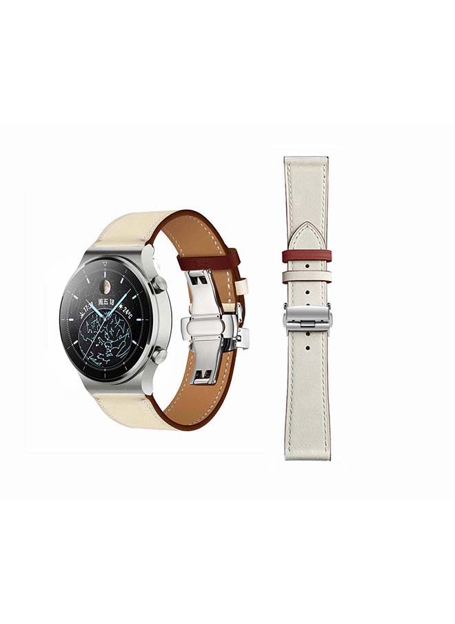 Genuine Leather Replacement Band For Huawei Watch GT2 Pro 22mm Beige