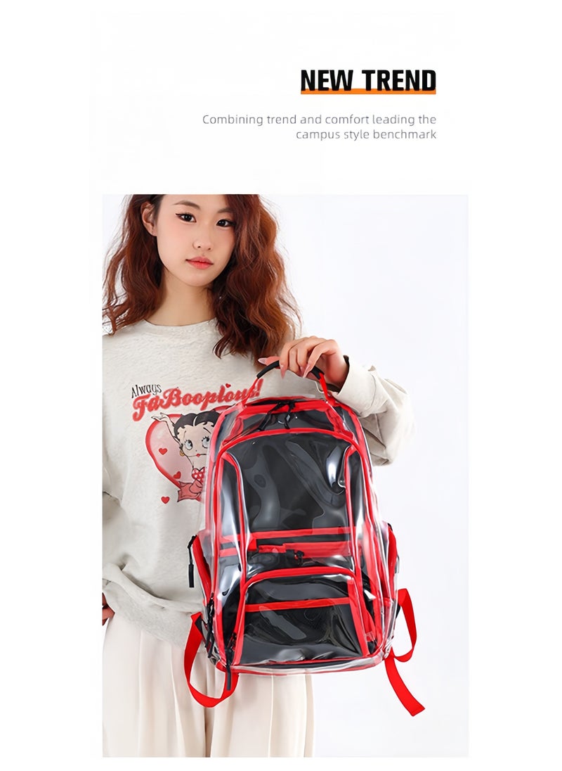 PVC Travel Backpack Transparent Large Capacity Fitness Swimming Bag Backpack Boys and Girls Student Class Waterproof Bag 31*48*17CM