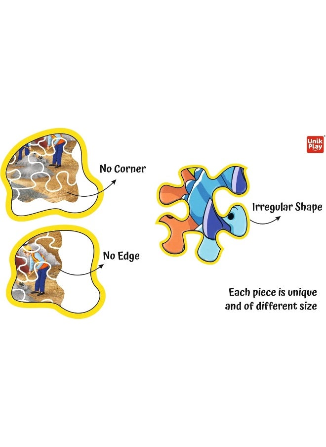 Unik Play - Go Crazy Jigsaw Puzzle | Attractive Cartoon Print Puzzle | 2 Puzzle Trays - Construction | Kids and Adults 6+
