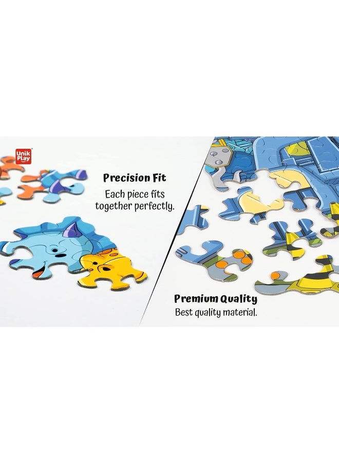 Unik Play - Go Crazy Jigsaw Puzzle | Attractive Cartoon Print Puzzle | 2 Puzzle Trays - Construction | Kids and Adults 6+