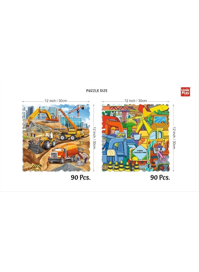 Unik Play - Go Crazy Jigsaw Puzzle | Attractive Cartoon Print Puzzle | 2 Puzzle Trays - Construction | Kids and Adults 6+