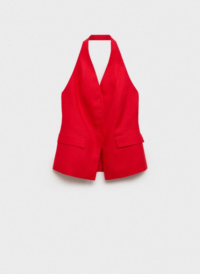 Linen Halter-Neck Suit Waistcoat