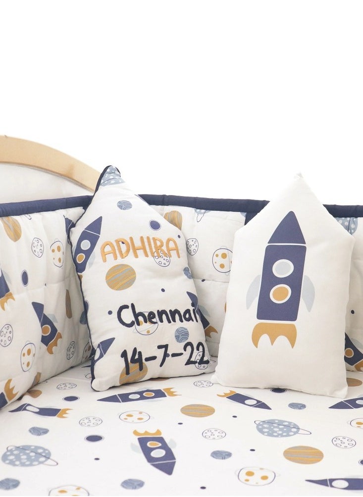 Yellow Doodle Cushion - Rocket