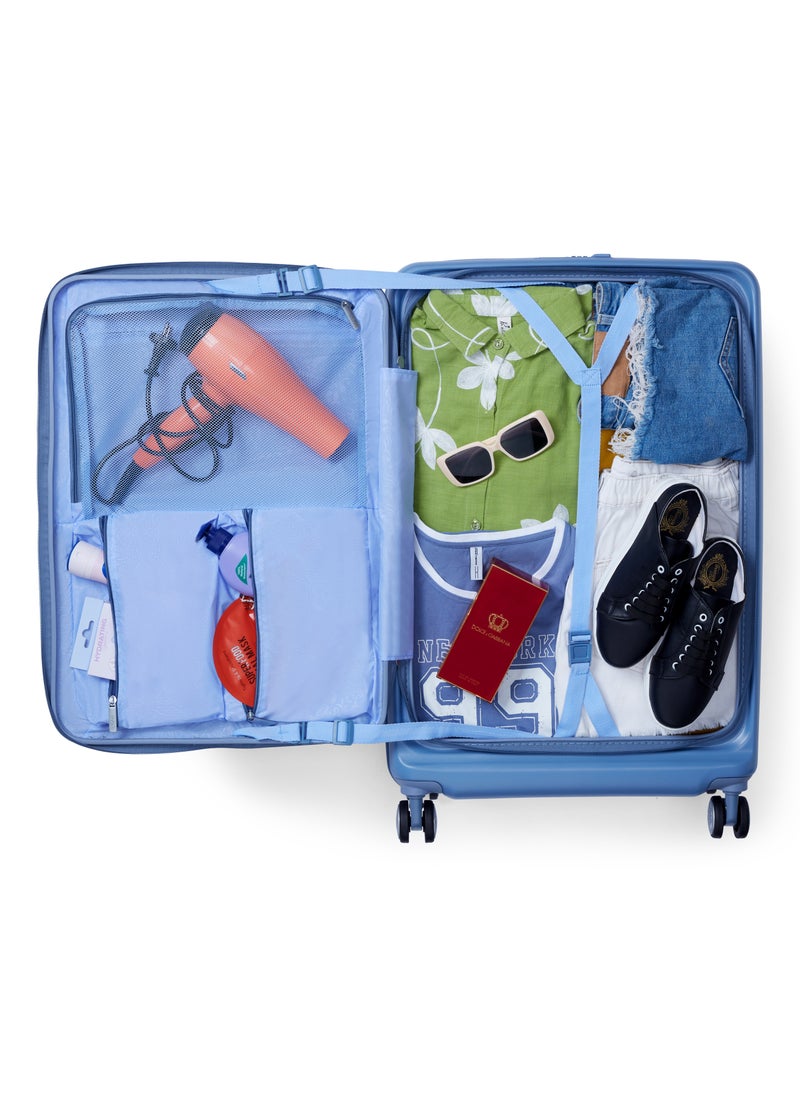 Trento Spinner 76 cm Large Luggage Elemental Blue Hard Shell TSA Lock Expandable Trolly Bag