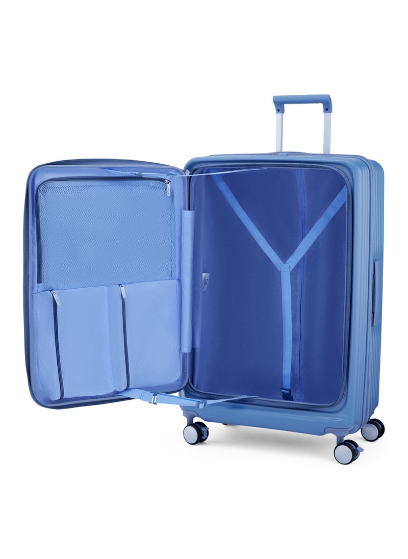 Trento Spinner 76 cm Large Luggage Elemental Blue Hard Shell TSA Lock Expandable Trolly Bag