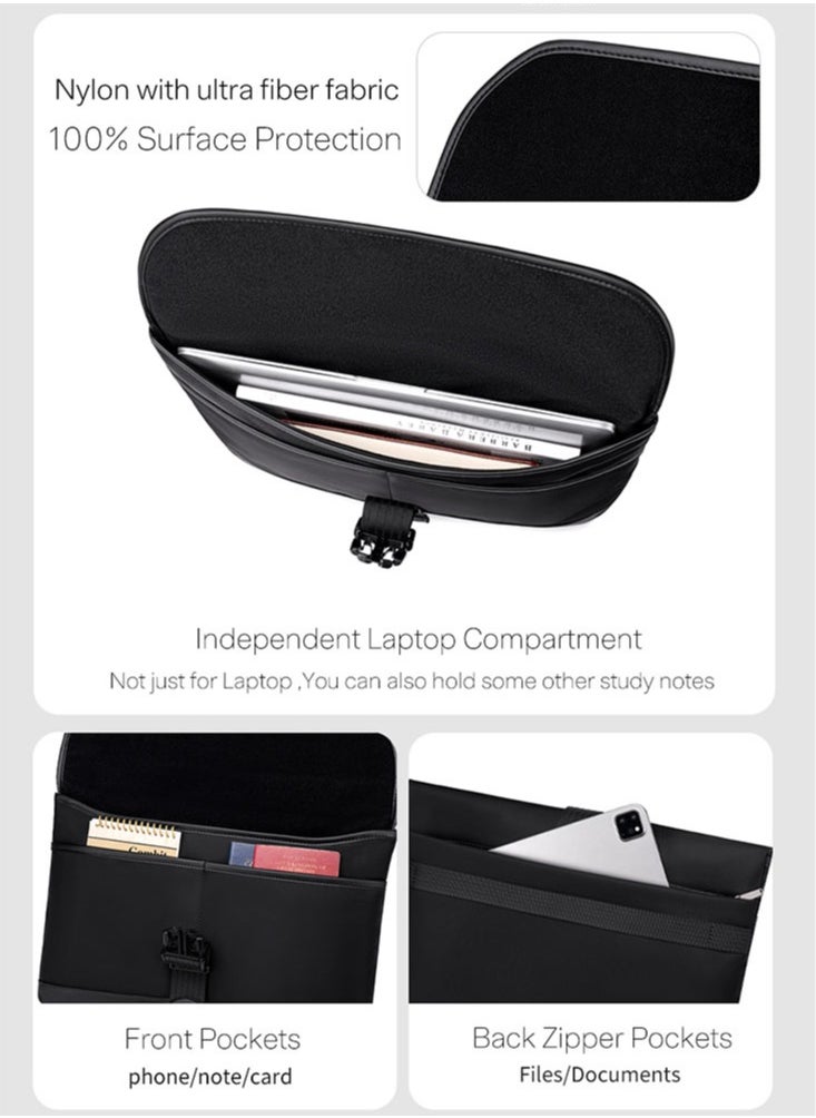 Lightweight Business Laptop Bag, Durable School Office Tablet Bag for Men, Black