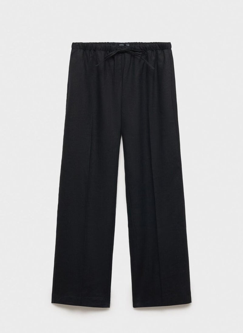 Straight Linen Bow Pants