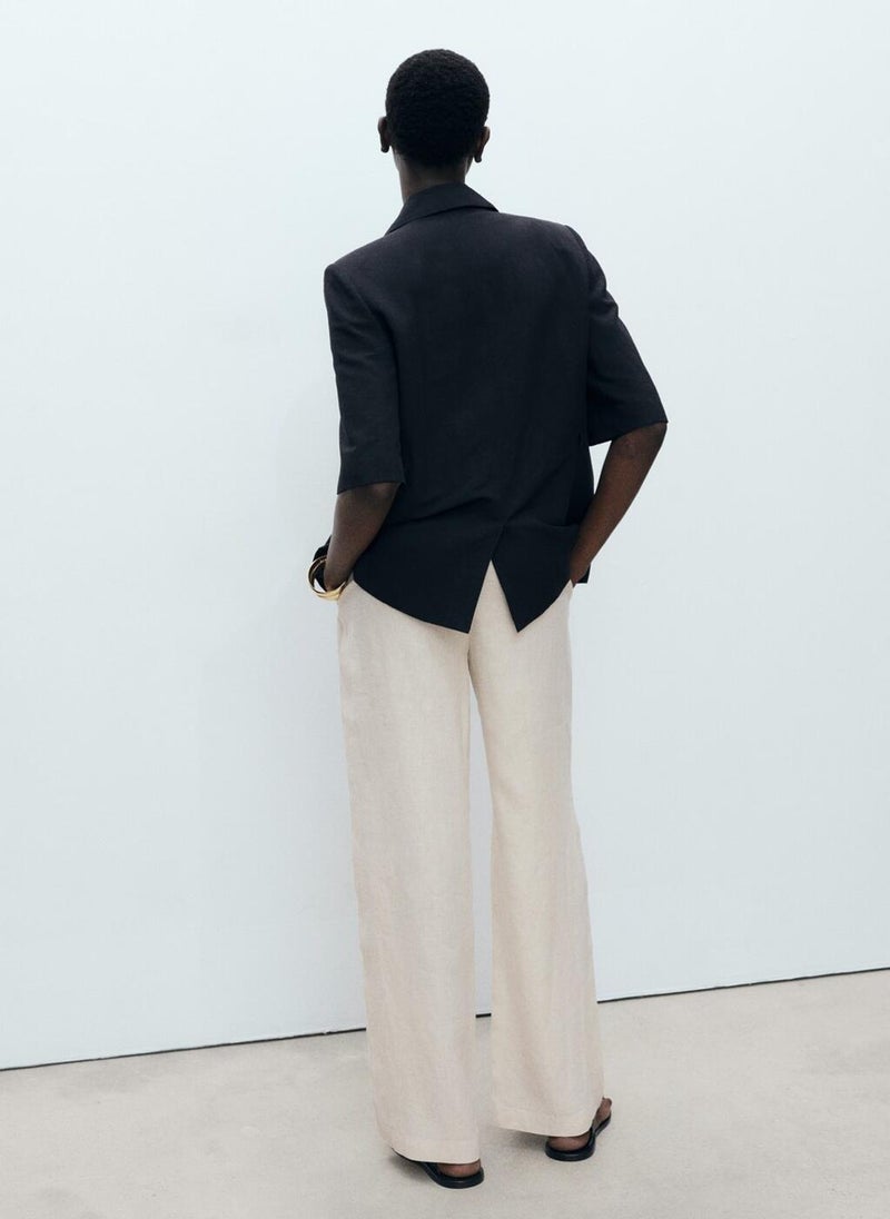 Linen Tortoiseshell Button Pants