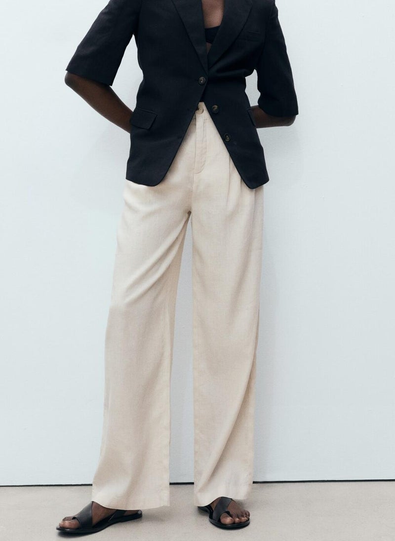 Linen Tortoiseshell Button Pants