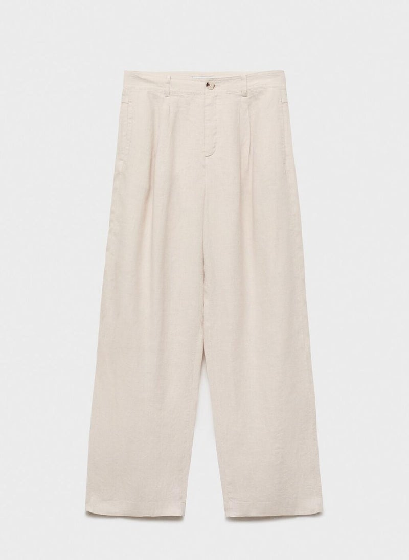 Linen Tortoiseshell Button Pants