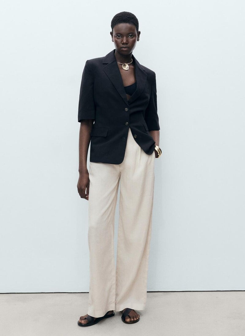 Linen Tortoiseshell Button Pants