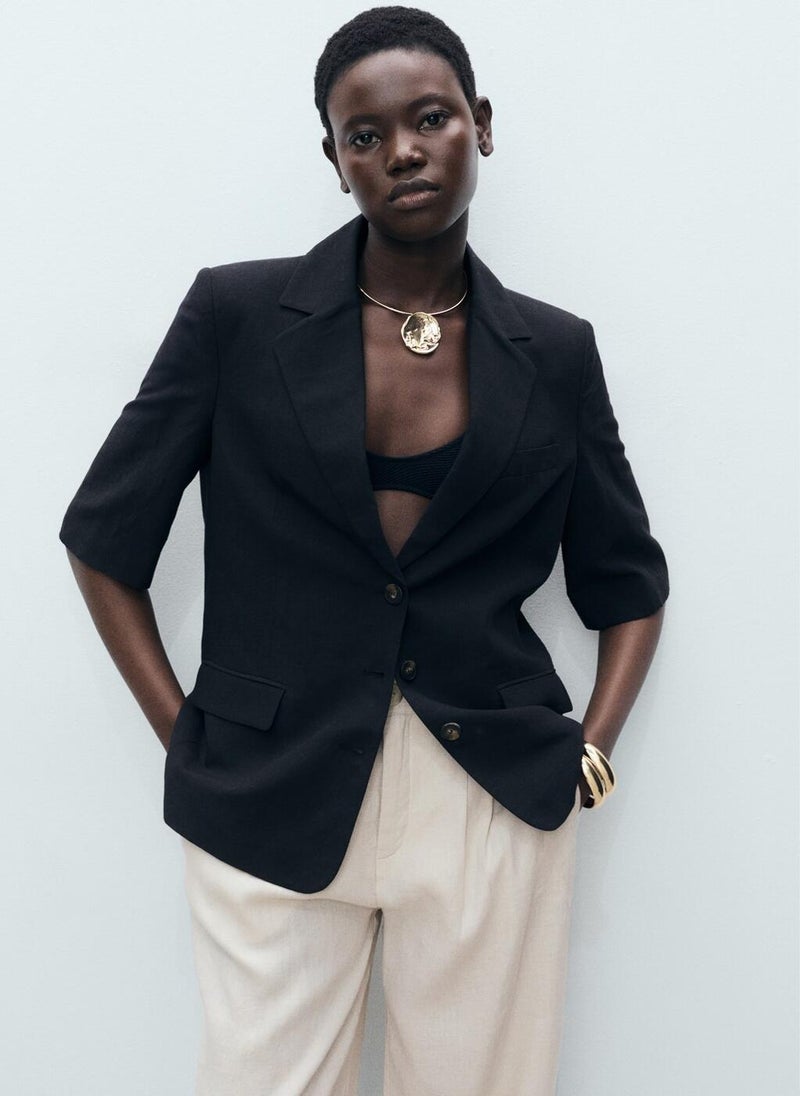 Linen Tortoiseshell Button Pants