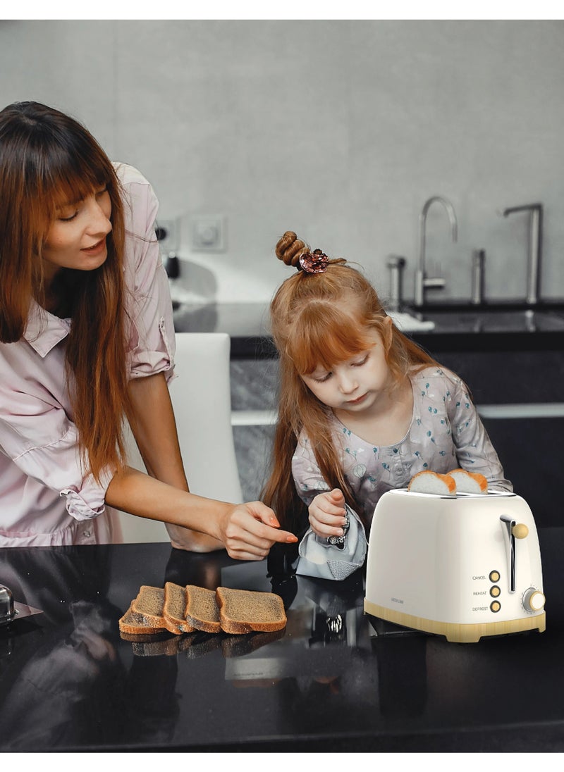 2-Slice Toaster with 6-Level Browning | Defrost | Reheat / Removable Crumb Tray / Quick Reheat / Cancel Button / High Lift Lever / 815W Power - Beige