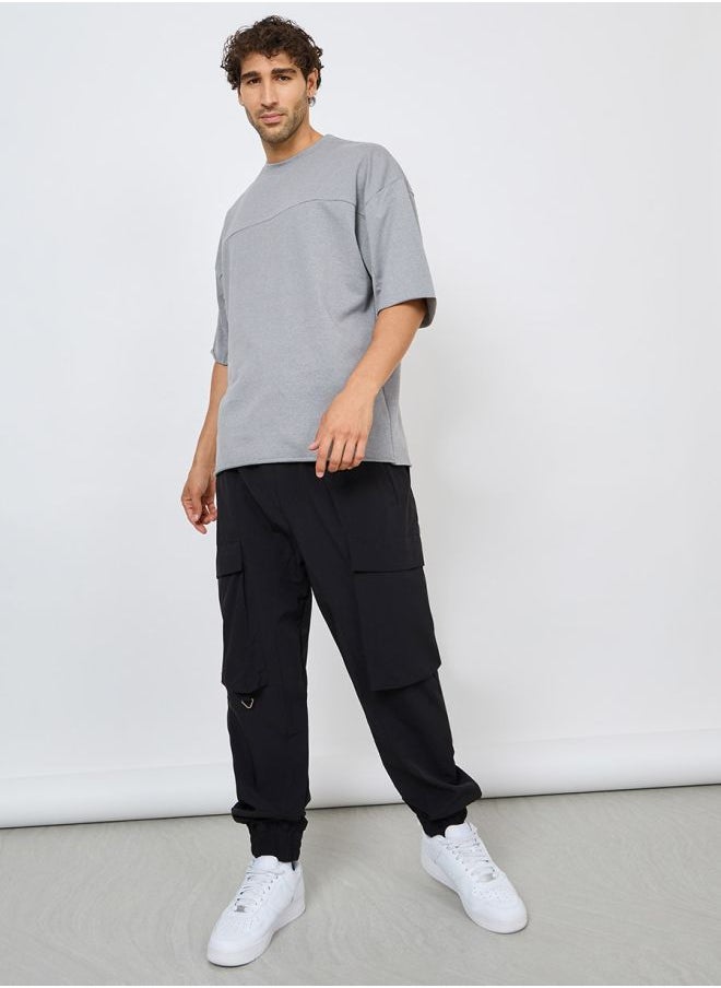 Styli Terry Boxy Fit T-Shirt with Raw Sleeve and Hem Detail