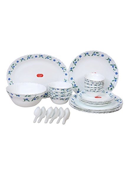 LaOpala Diva Juniper Glass Dinner Set of 33 Pcs (Blue)