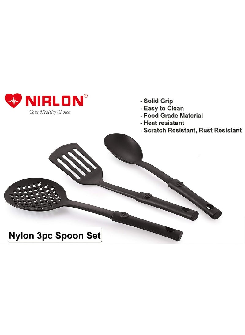 Nirlon Nonstick Coated Aluminium 7 Pcs Set of Appam-12 Cavity,Grill Pan-22.5cm,Casserole-22cm,Fry Pan-24cm & 3 Spoon (2.6mm_AP(12)_GP(22.5)_Cass22_FP12_3SPN)