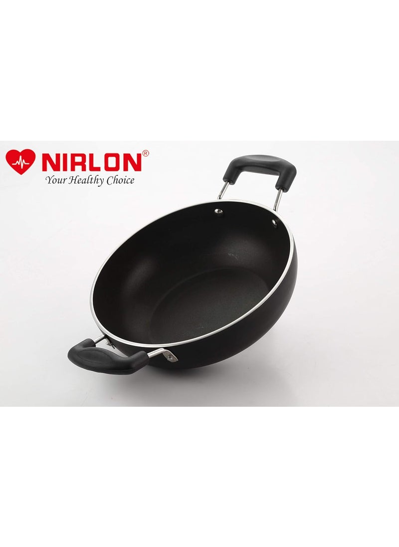NIRLON Non-Stick Aluminium Induction Compatible Deep Kadhai Without Lid (3 LTR, black)