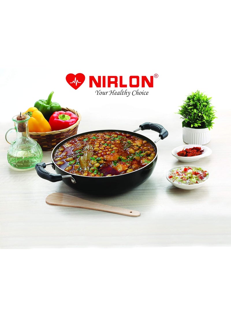 NIRLON Non-Stick Aluminium Induction Compatible Deep Kadhai Without Lid (3 LTR, black)