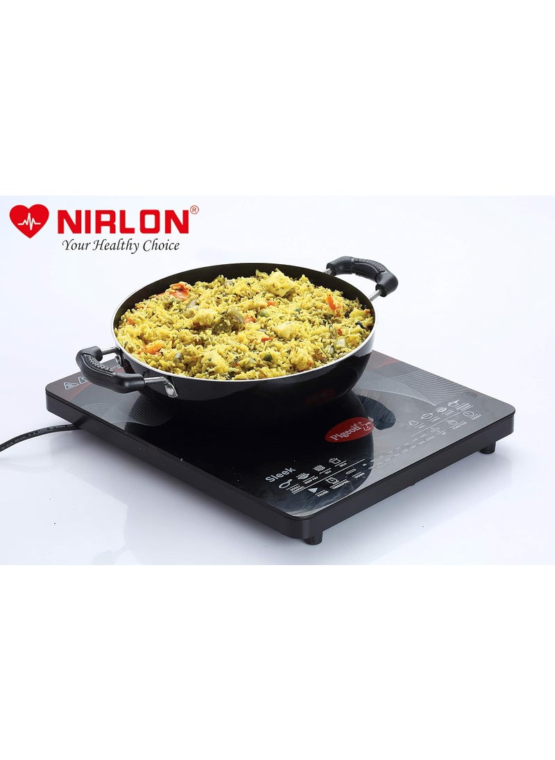 NIRLON Non-Stick Aluminium Induction Compatible Deep Kadhai Without Lid (3 LTR, black)