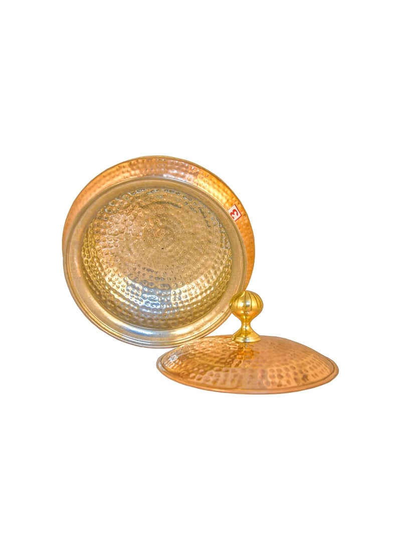 Shiv Shakti Arts Copper Hammered Biryani Handi Chaffing Dish Pan Patili with Lid,Tin Lining,Cookware,5 L,Brown