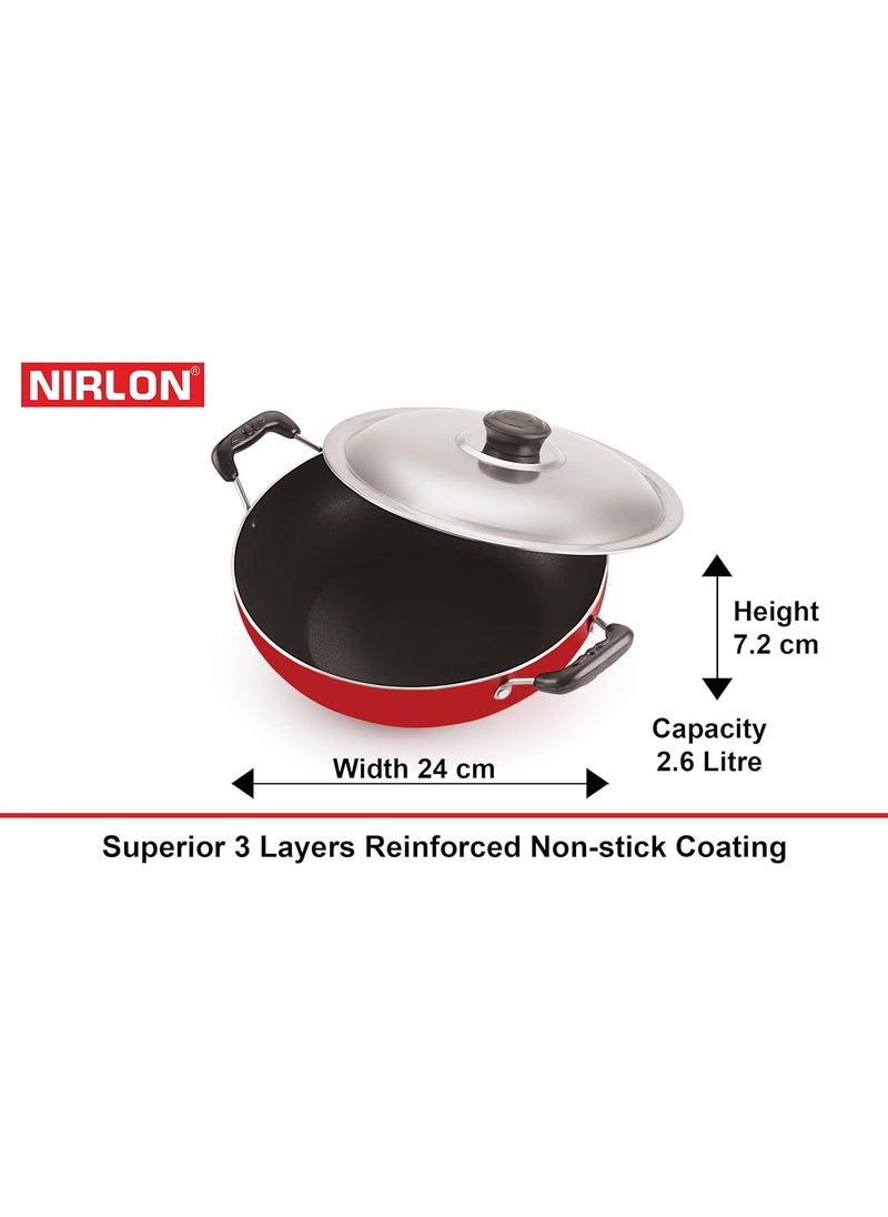 Nirlon Non Stick 3 Piece Combo Cookware Set Aluminium Red & Black